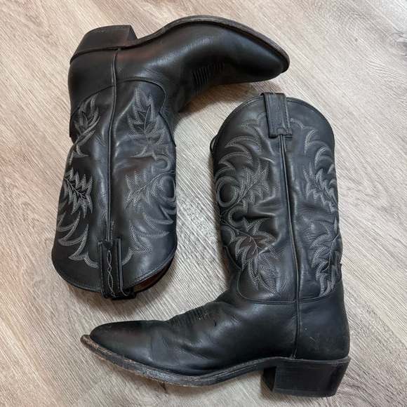 Tony Lama Stallion Black Cowboy Boots Men 8.5 EE Leather Western Made in USA main image 11